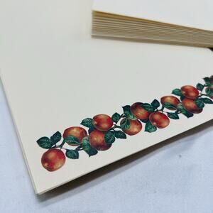 VTG Hallmark Country Apple Border Designer Cottagecore Stationery Set 6x8” 30+